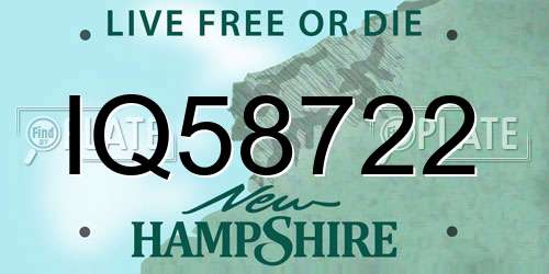 IQ58722 New Hampshire License Plate