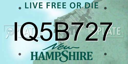 IQ5B727 New Hampshire License Plate