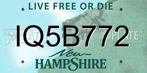 IQ5B772 New Hampshire License Plate