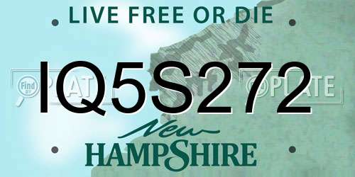 IQ5S272 New Hampshire License Plate