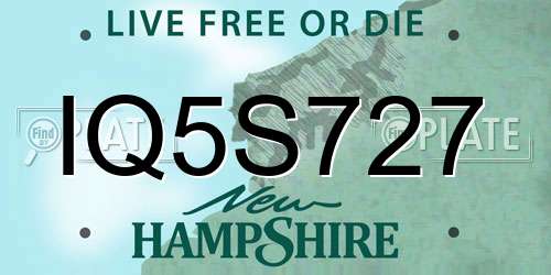 IQ5S727 New Hampshire License Plate