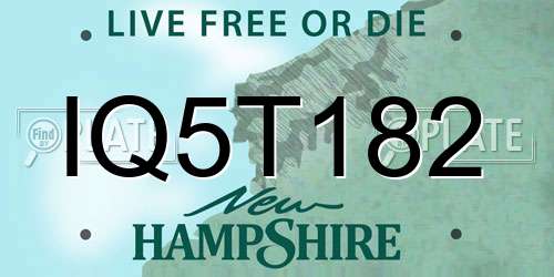 IQ5T182 New Hampshire License Plate