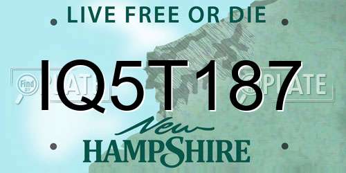 IQ5T187 New Hampshire License Plate