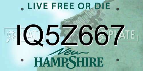 IQ5Z667 New Hampshire License Plate