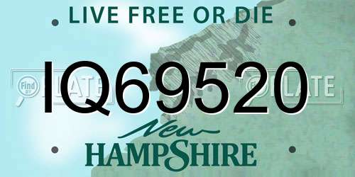 IQ69520 New Hampshire License Plate
