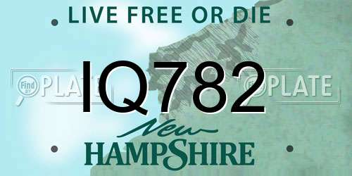 IQ782 New Hampshire License Plate