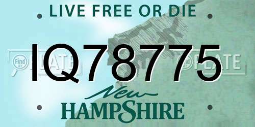 IQ78775 New Hampshire License Plate