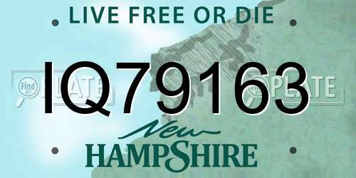 IQ79163 New Hampshire License Plate
