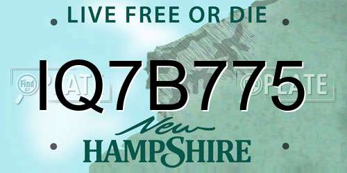 IQ7B775 New Hampshire License Plate