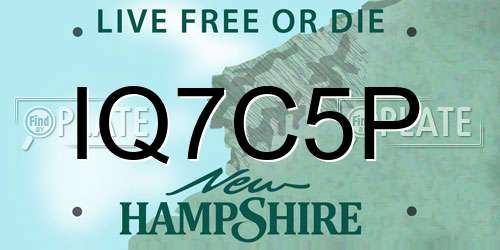 IQ7C5P New Hampshire License Plate