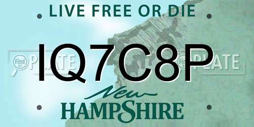 IQ7C8P New Hampshire License Plate