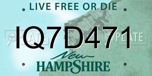 IQ7D471 New Hampshire License Plate