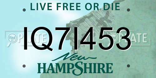 IQ7I453 New Hampshire License Plate