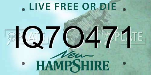 IQ7O471 New Hampshire License Plate