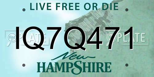 IQ7Q471 New Hampshire License Plate