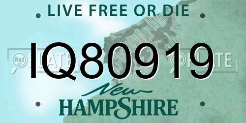IQ80919 New Hampshire License Plate