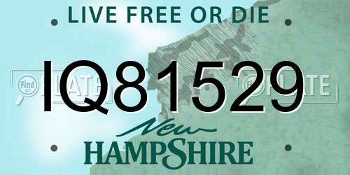 IQ81529 New Hampshire License Plate