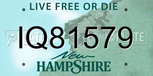 IQ81579 New Hampshire License Plate