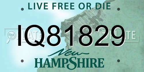 IQ81829 New Hampshire License Plate