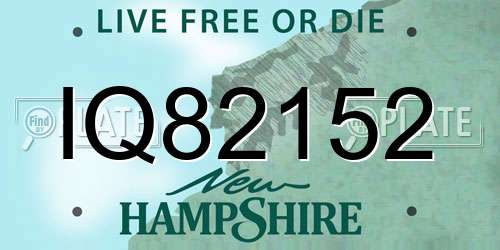 IQ82152 New Hampshire License Plate