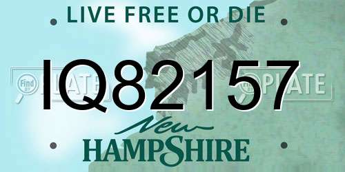 IQ82157 New Hampshire License Plate