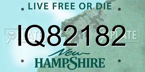 IQ82182 New Hampshire License Plate