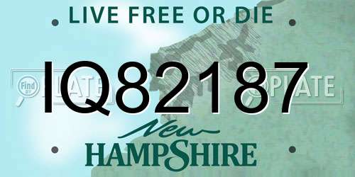 IQ82187 New Hampshire License Plate