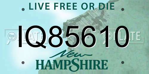 IQ85610 New Hampshire License Plate