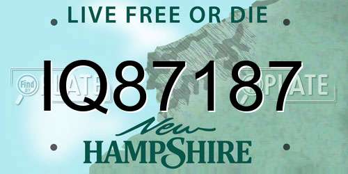 IQ87187 New Hampshire License Plate
