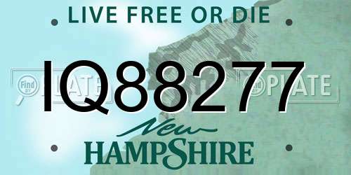 IQ88277 New Hampshire License Plate