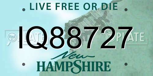 IQ88727 New Hampshire License Plate