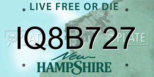 IQ8B727 New Hampshire License Plate