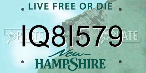 IQ8I579 New Hampshire License Plate