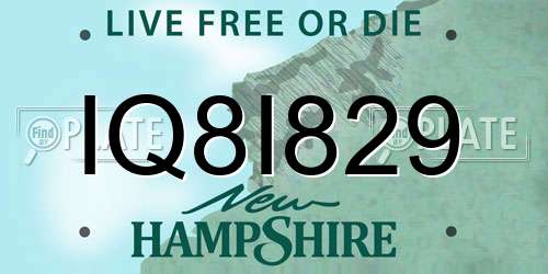 IQ8I829 New Hampshire License Plate