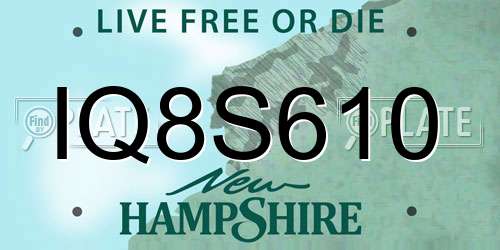 IQ8S610 New Hampshire License Plate