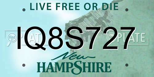 IQ8S727 New Hampshire License Plate