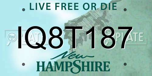 IQ8T187 New Hampshire License Plate