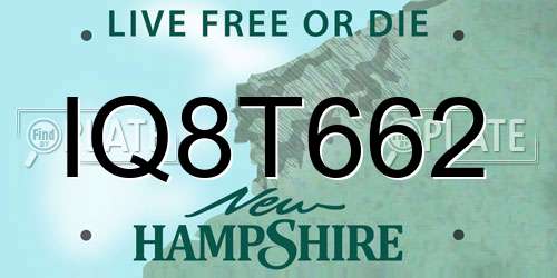 IQ8T662 New Hampshire License Plate