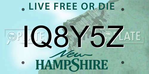 IQ8Y5Z New Hampshire License Plate