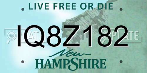 IQ8Z182 New Hampshire License Plate