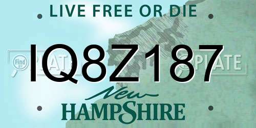 IQ8Z187 New Hampshire License Plate