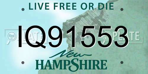IQ91553 New Hampshire License Plate