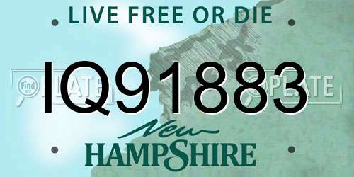 IQ91883 New Hampshire License Plate
