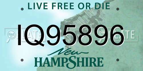 IQ95896 New Hampshire License Plate