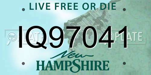 IQ97041 New Hampshire License Plate