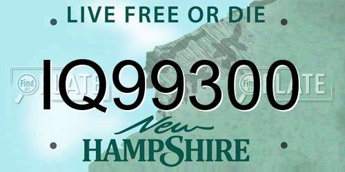 IQ99300 New Hampshire License Plate