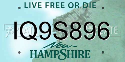 IQ9S896 New Hampshire License Plate