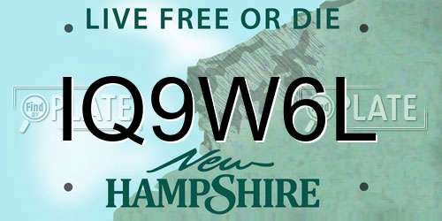 IQ9W6L New Hampshire License Plate