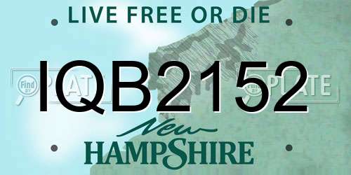 IQB2152 New Hampshire License Plate