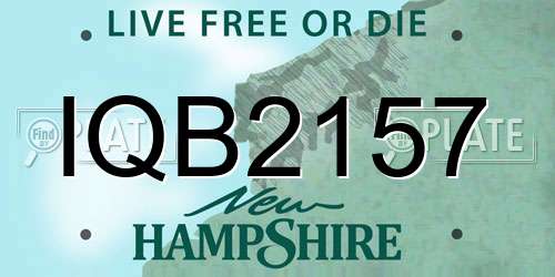 IQB2157 New Hampshire License Plate